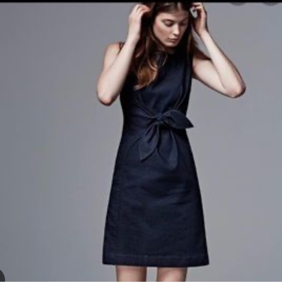 [4] Anthropologie Holding Horses Dark Denim Knotted Waist Sleeveless Midi Dress - Picture 2 of 11